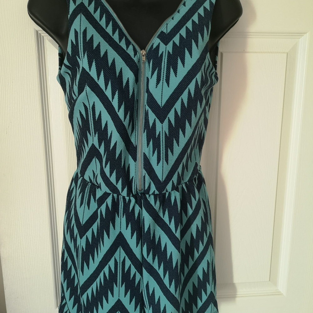 UK2LA Blue and Black Sleeveless V-Neck Sundress